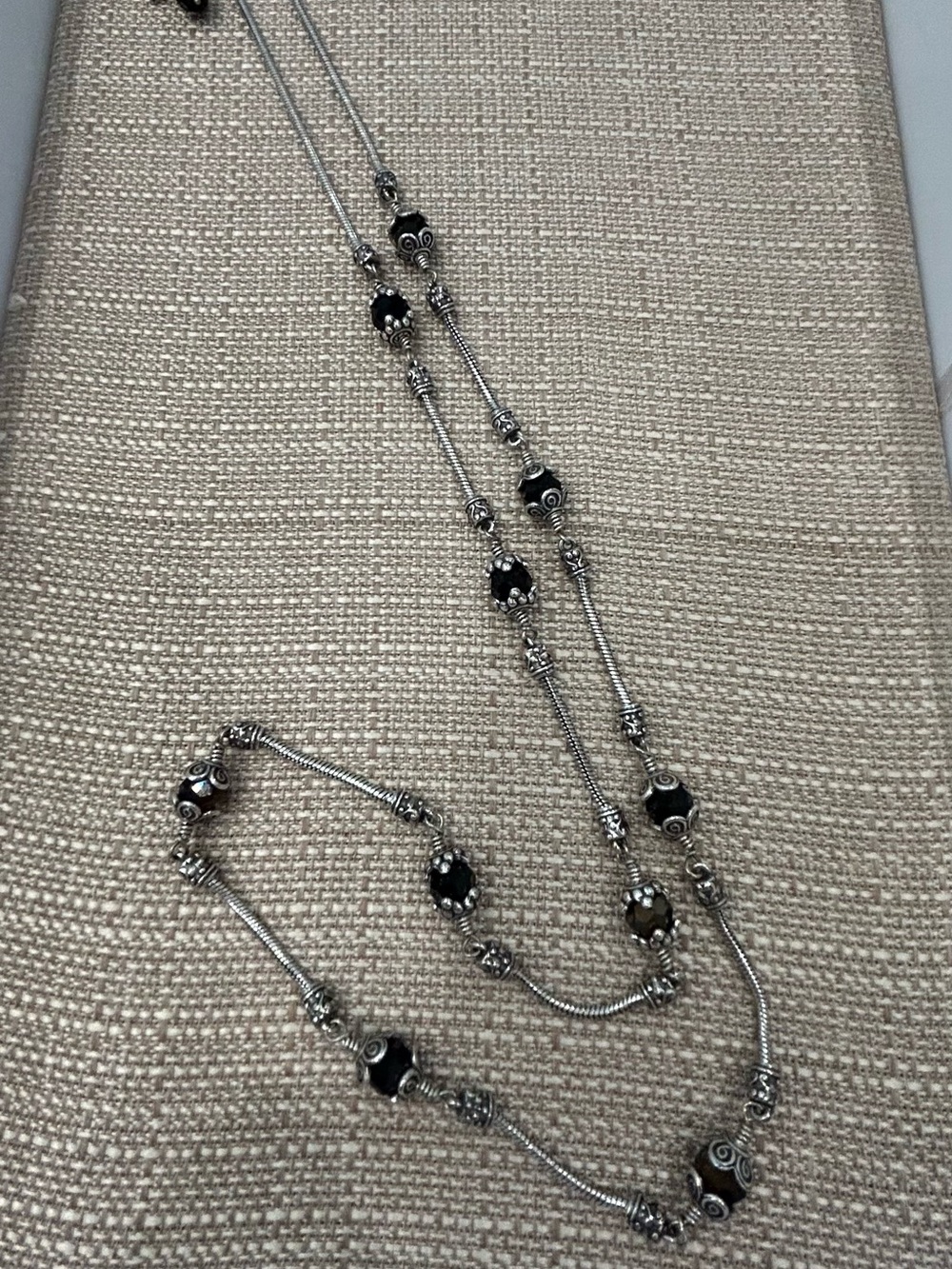 Brighton Black and Silver Long Beaded Necklace